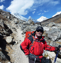 Bruce Hiking to Base Camp