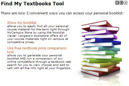 Get your personal textbook list with Find My Textbooks Tool