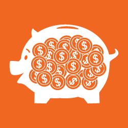 Orange Piggy Bank Left