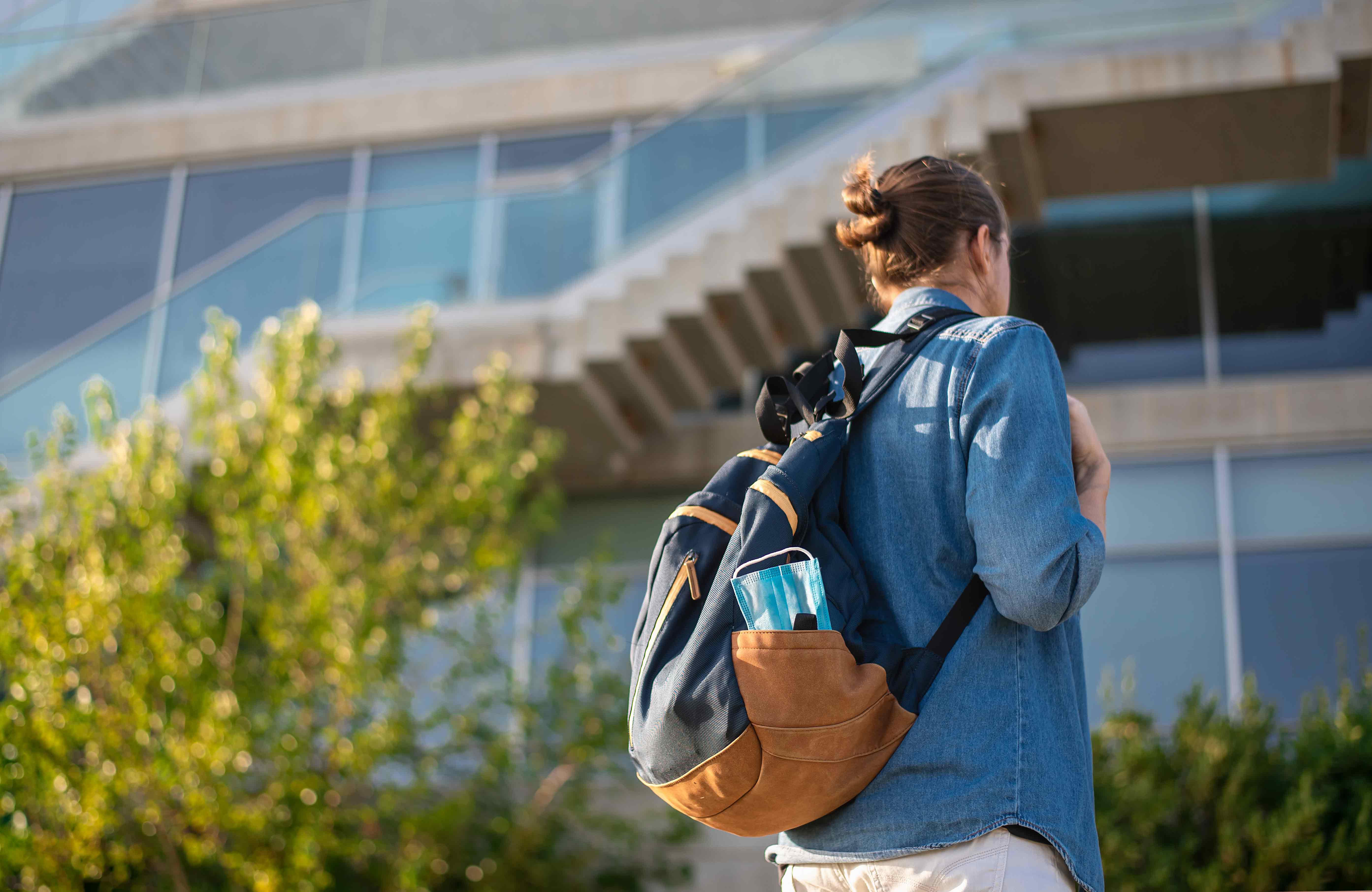 Student wearing a backpack