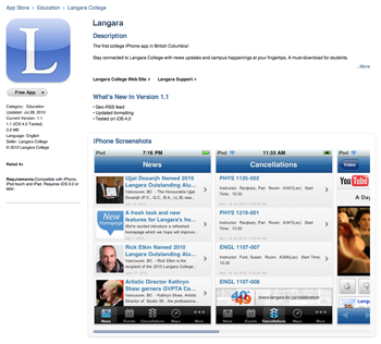 Langara goes mobile with iPhone app