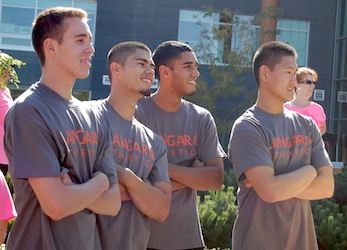 Langara basketball players at Kidsport event