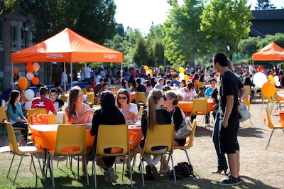 Students enjoy the orientation barbeque