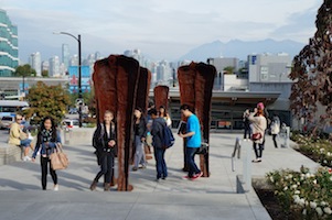 Students on the public art walk