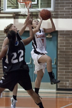 Toni Li goes for a layup