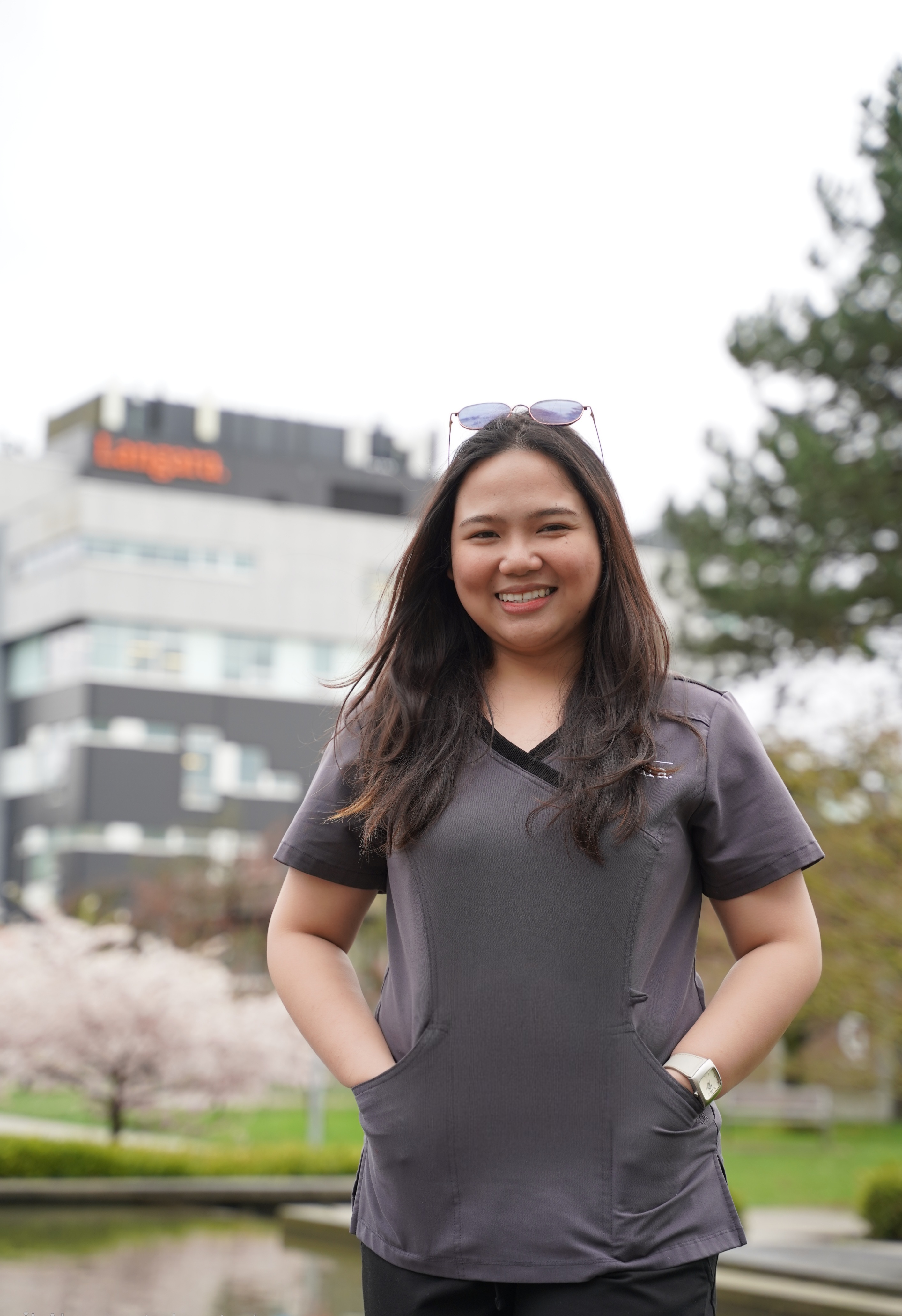 NPIC student, Shane Emerl Purpura poses on Langara College's main campus.