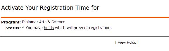 You have holds which will prevent registration