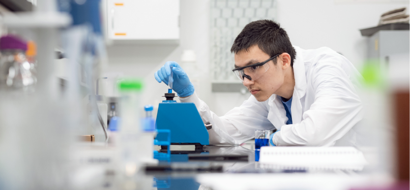 Student in a chemistry lab