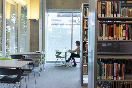 Solo student studying