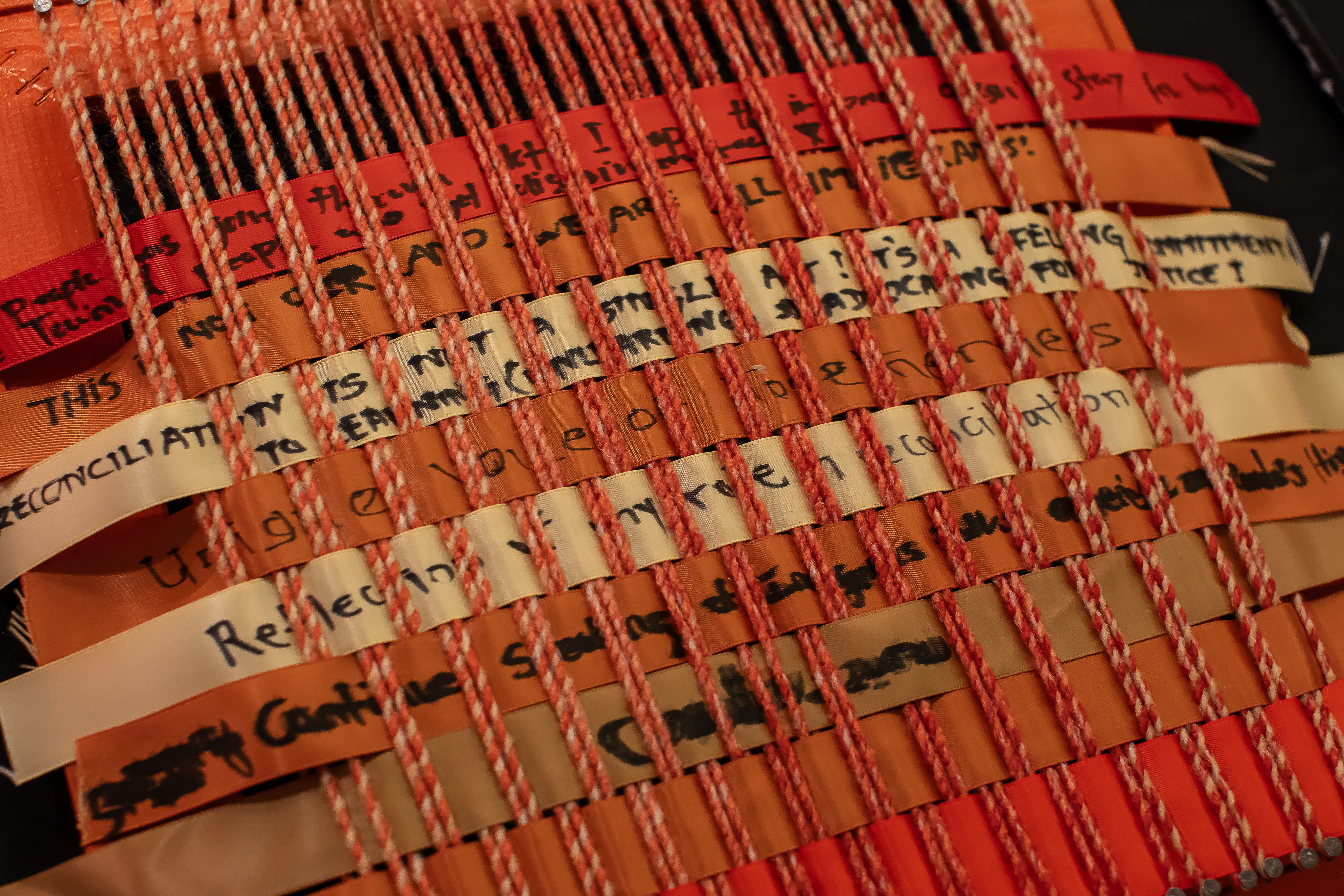 Weaving activity at National Day for Truth and Reconciliation activities at Langara College.