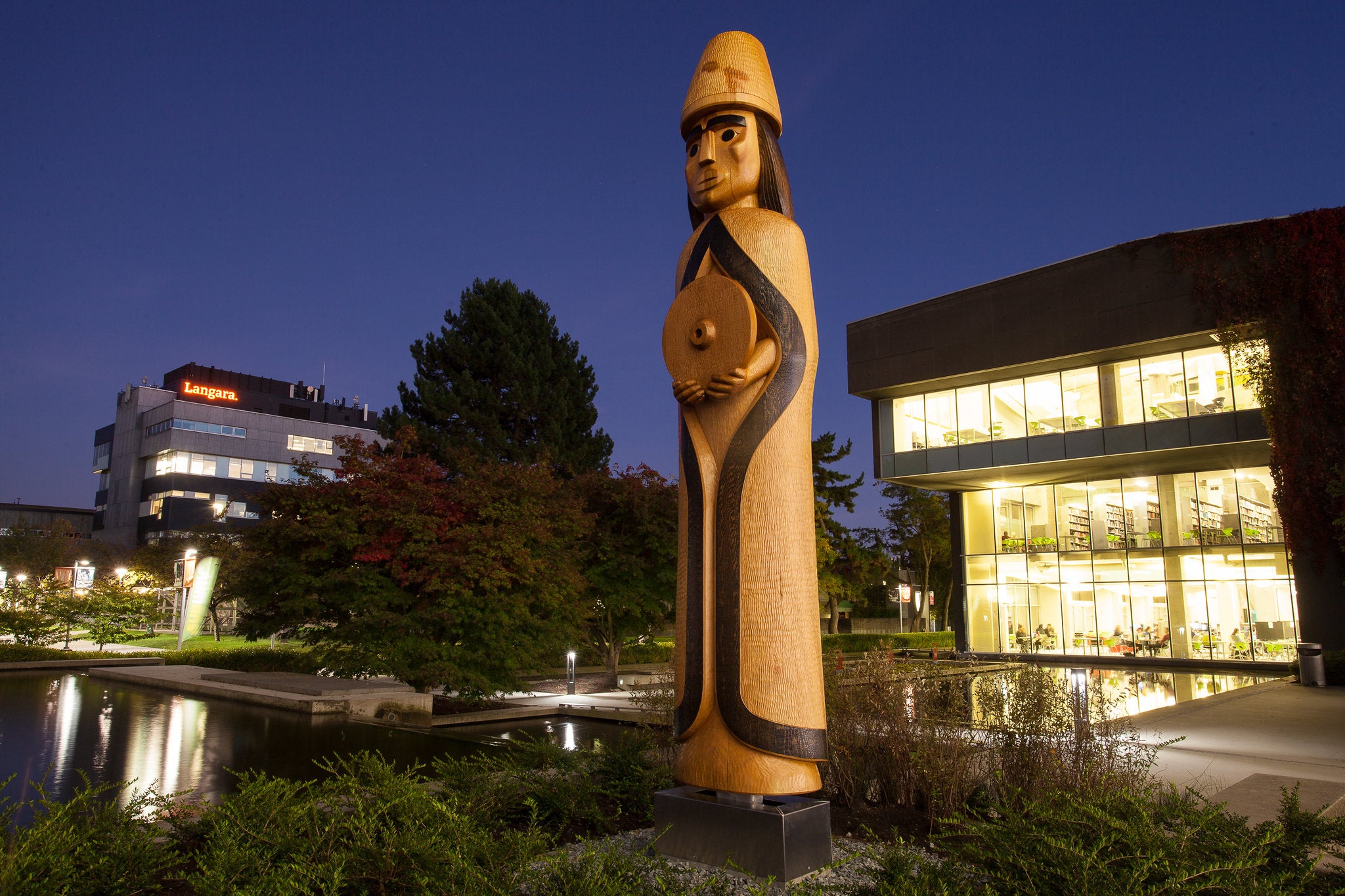 Langara College campus at night