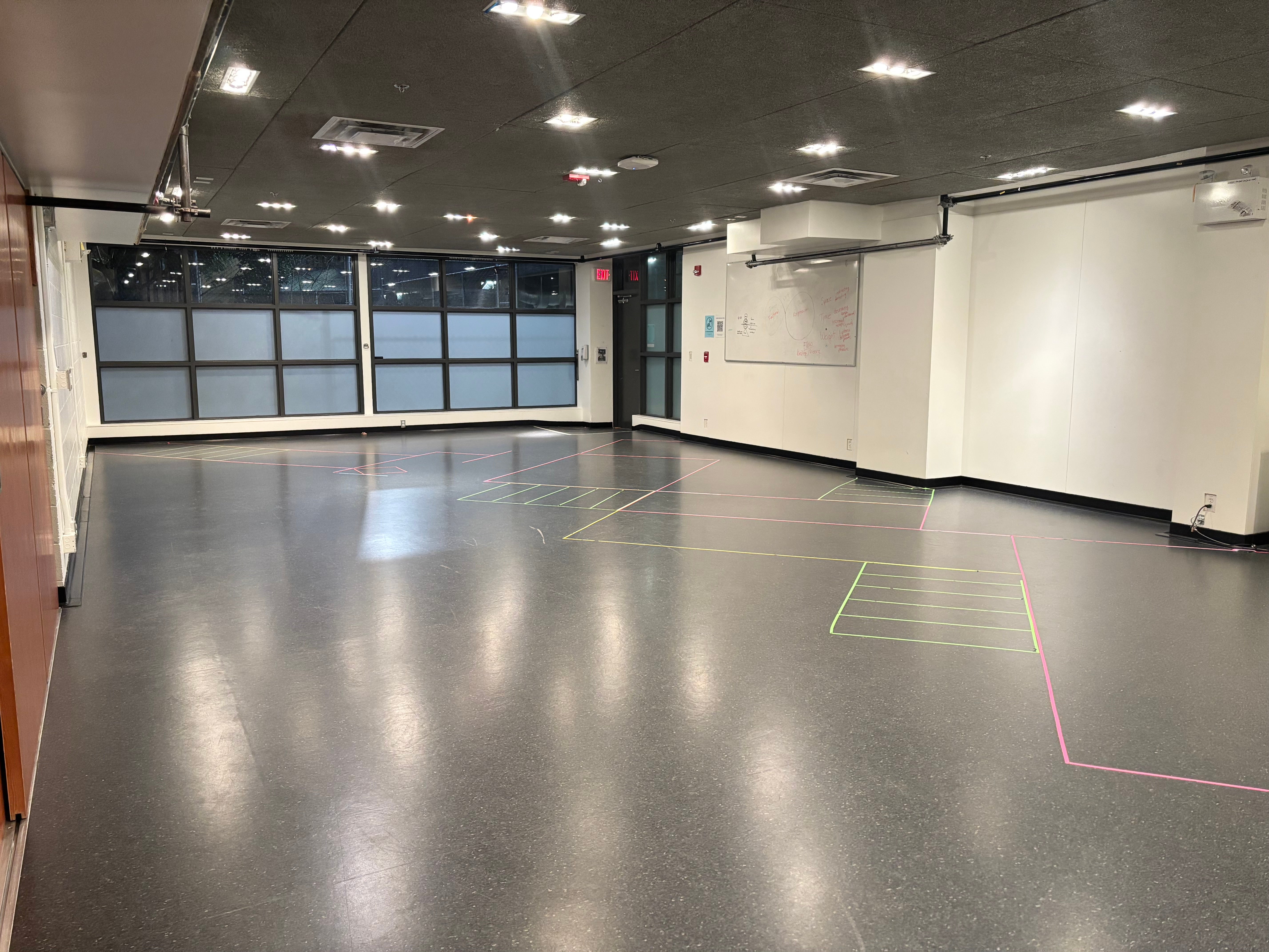 A photo of an empty rehearsal space.