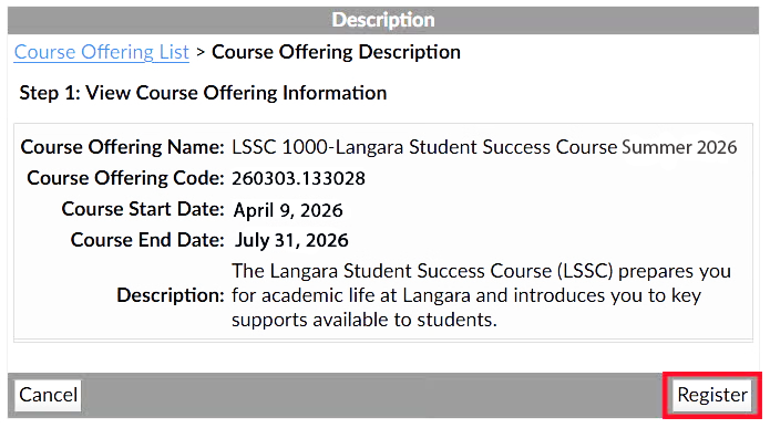 LSSC Summer 2026 Registration