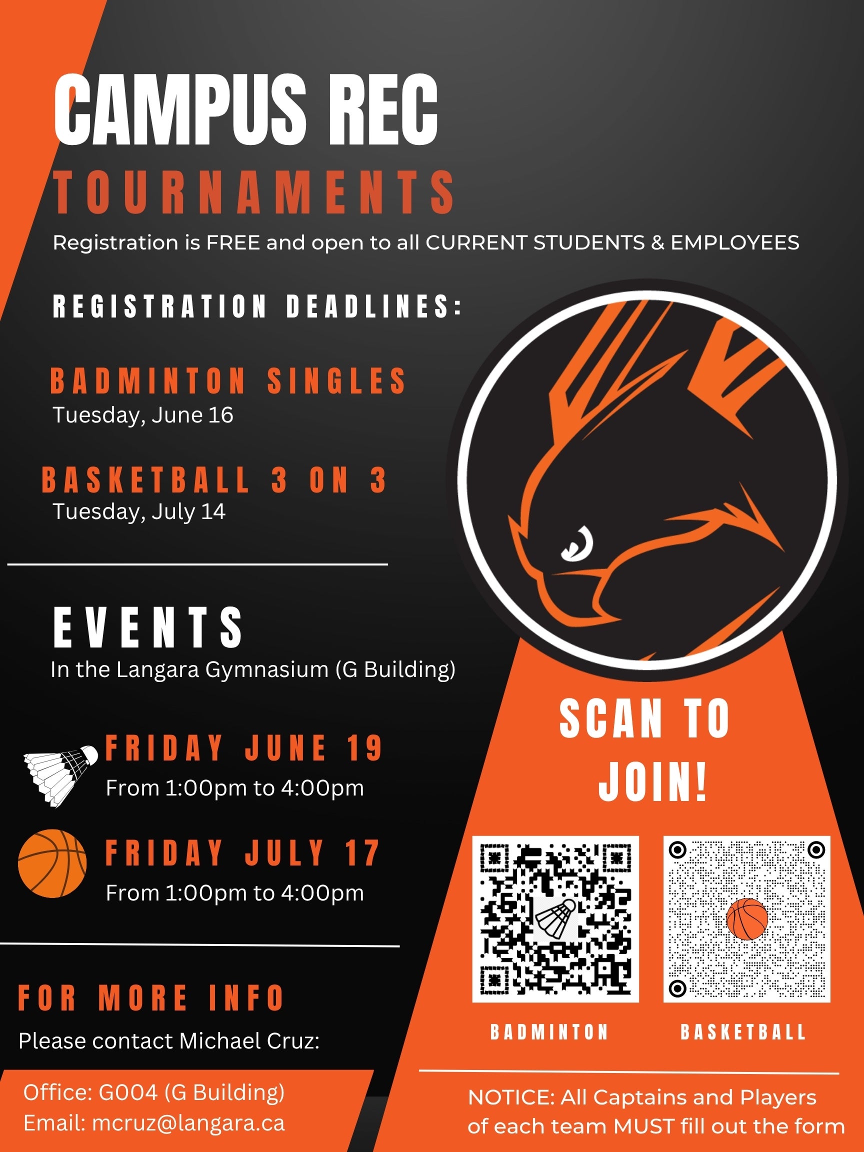 Badminton & Basketball Tournament Poster