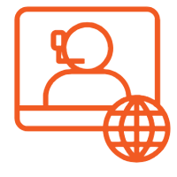 orange and transparent background icon showing online lecture