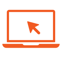 orange and transparent background icon showing online learning