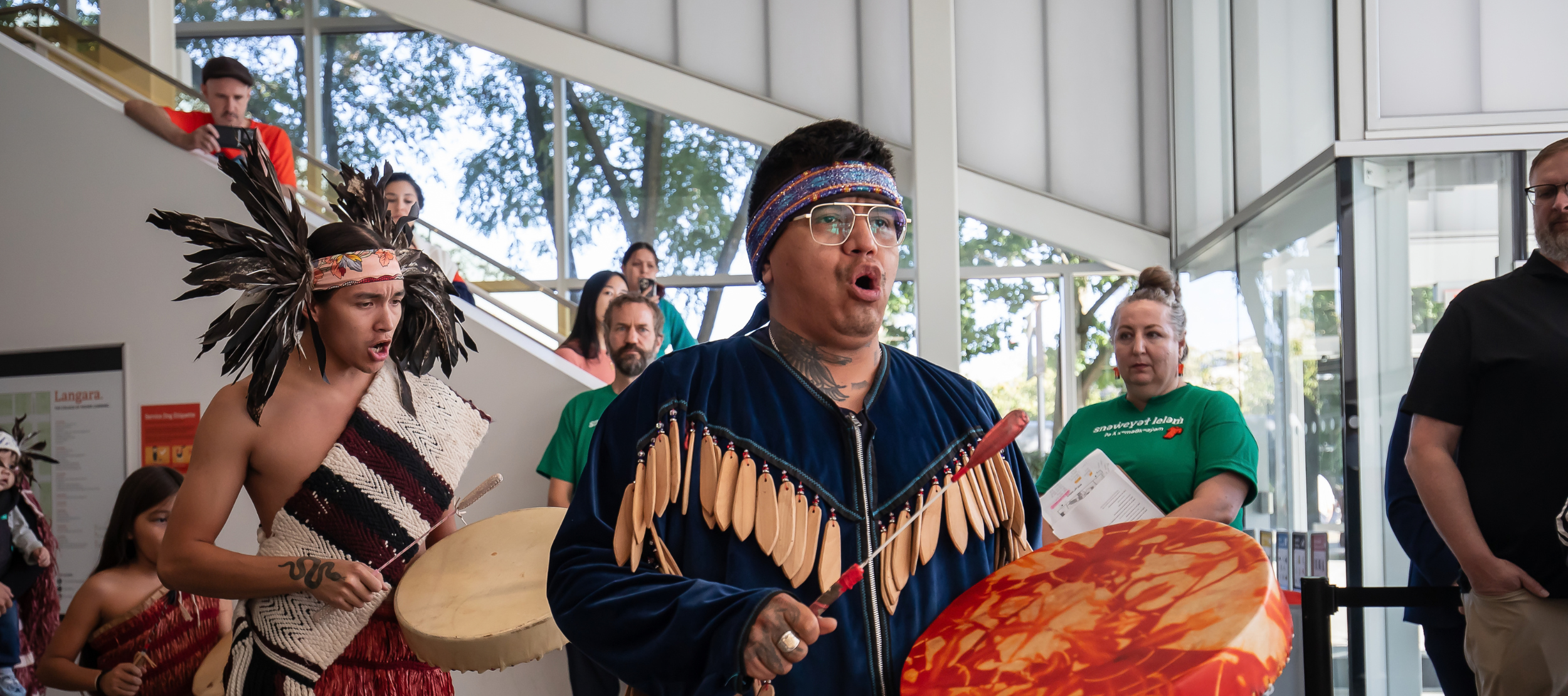 Members of Tsatsu Stalqayu (Coastal Wolfpack) kicking off 2025 NDTR events at Langara College.
