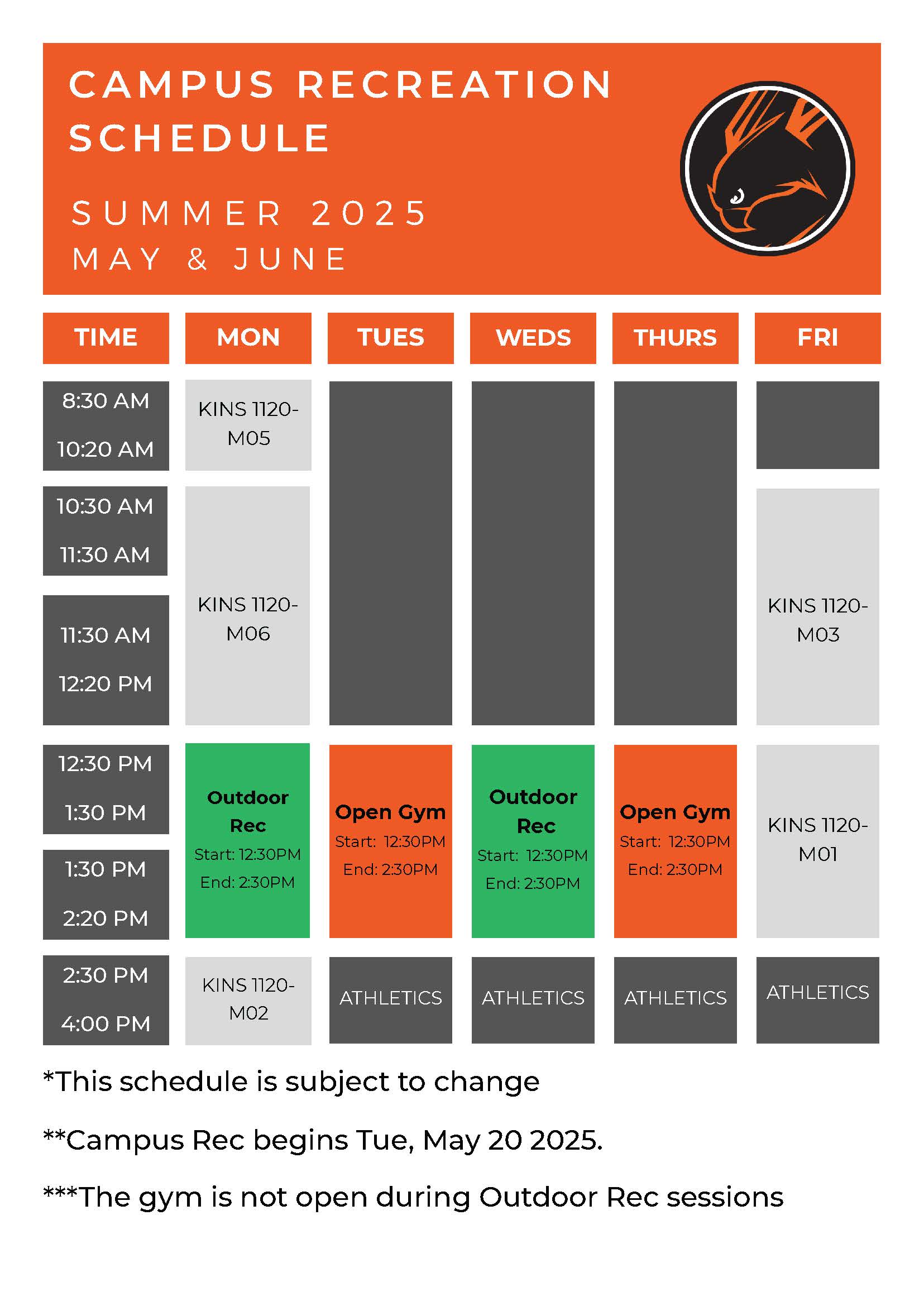 May-June 2025 Schedule