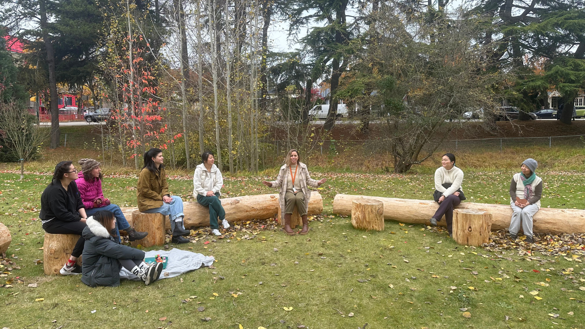 Students in the outdoor classroom