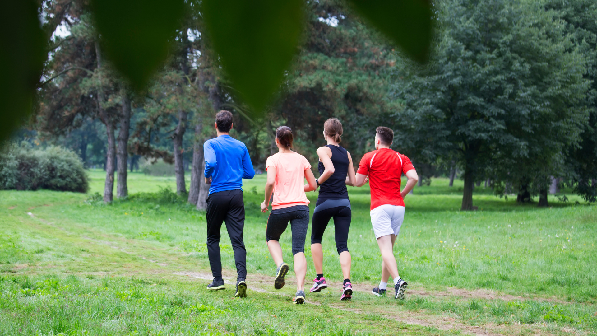 College students running.