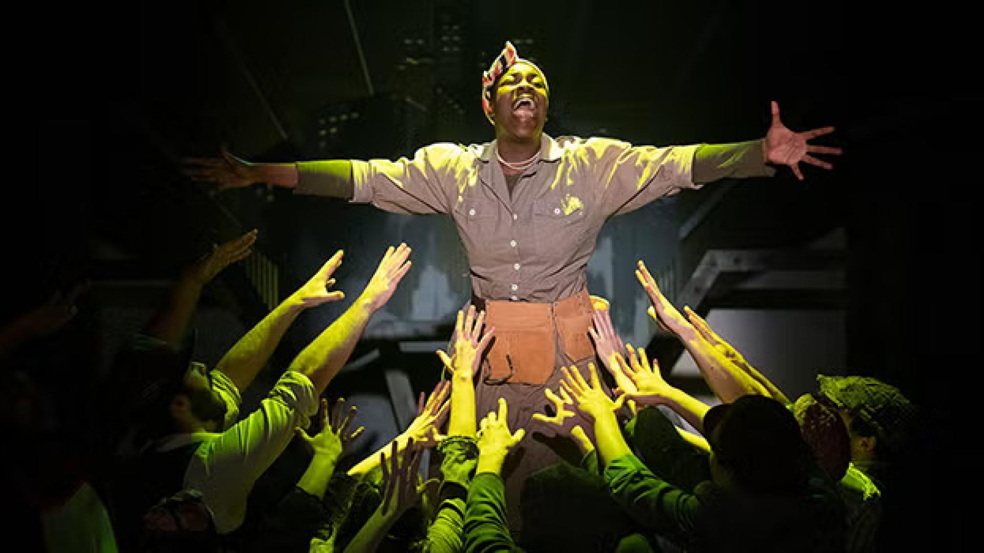 Ivy Charles performs in Urinetown at Langara's Studio 58. Photo by Emily Cooper.