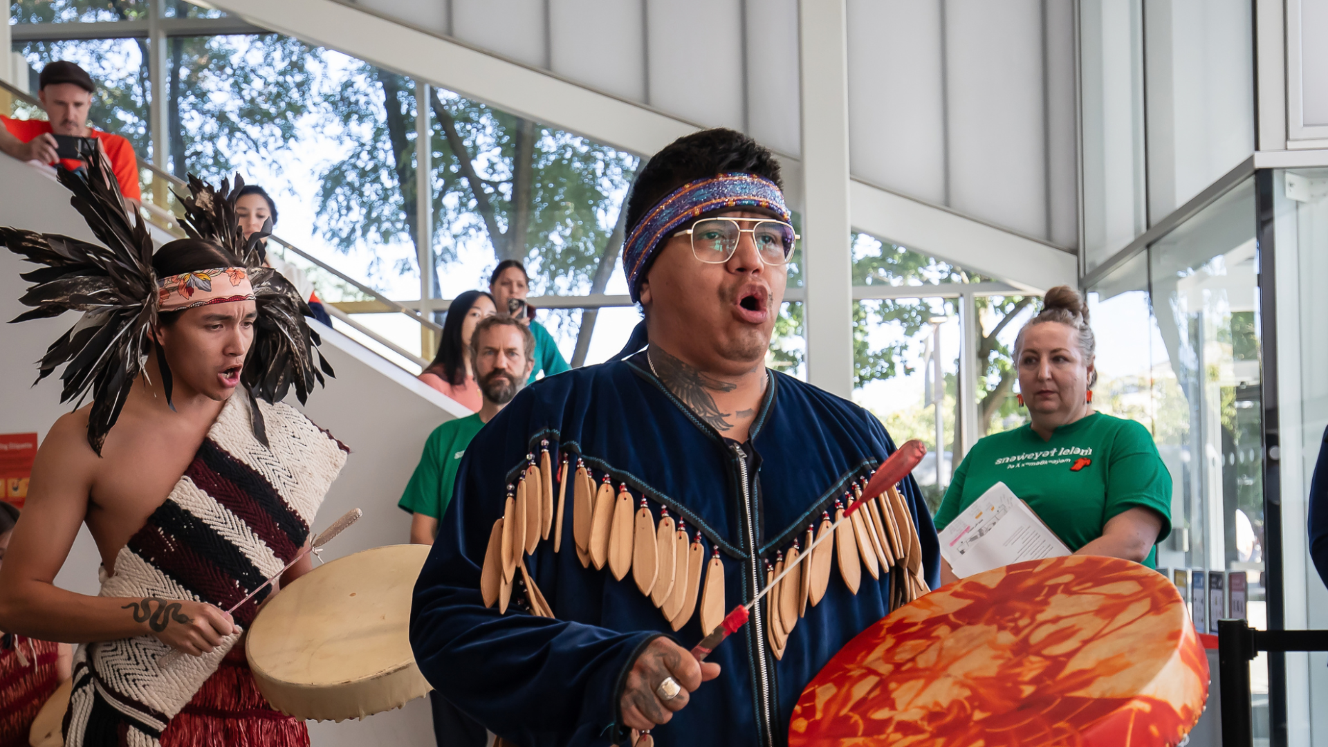 Members of Tsatsu Stalqayu (Coastal Wolfpack) kicking off 2025 NDTR events at Langara College.
