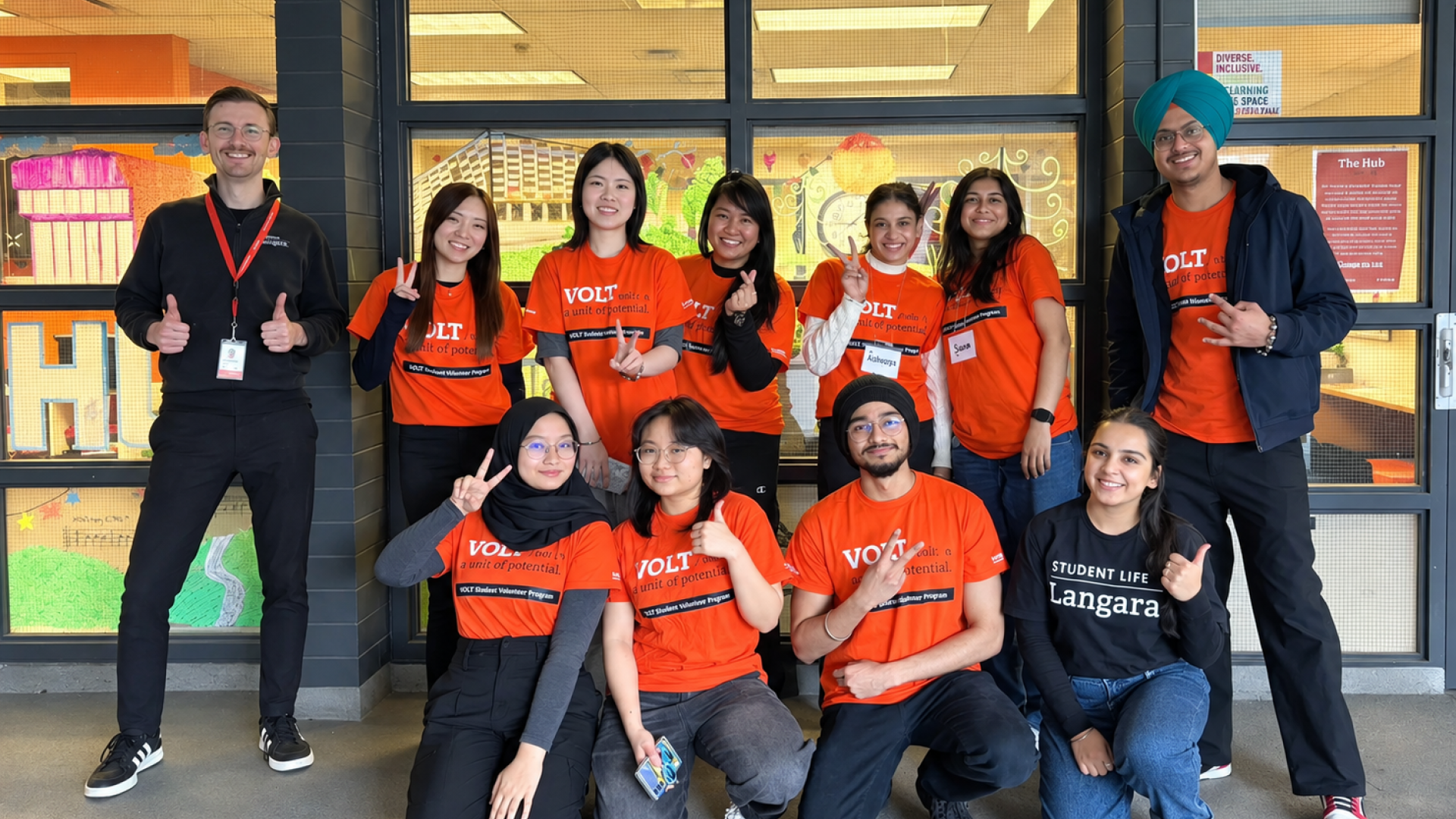 VOLT team members in front of the Hub.