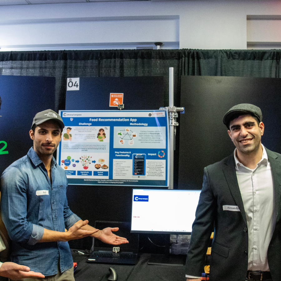 Student researchers Ethan Tang, Trung Le, and Maria Paula Natagaima and aculty member Stephanie Cheung.