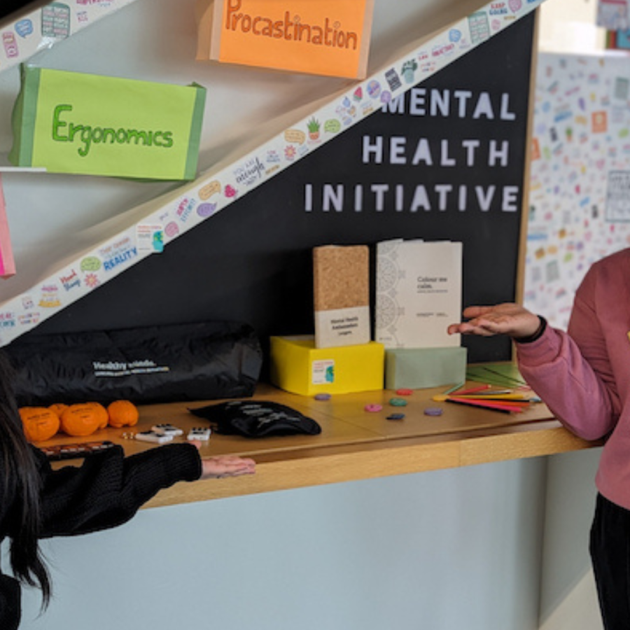 Students with their mental health awareness station.