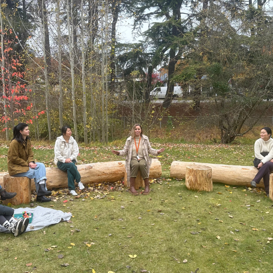 Students in the outdoor classroom