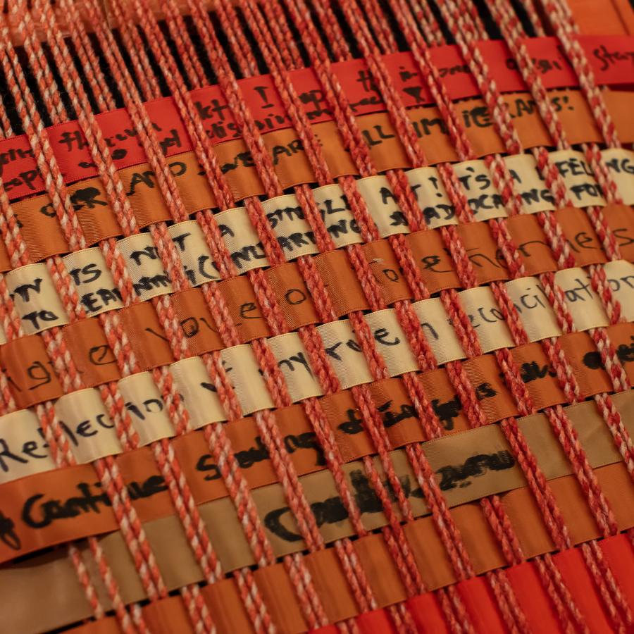Weaving activity at National Day for Truth and Reconciliation activities at Langara College.