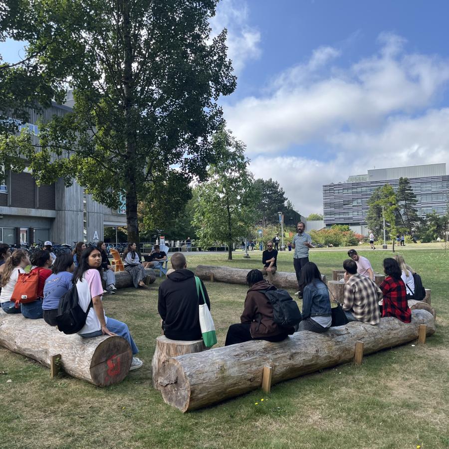 ENVS 2100 students attending class at the outdoor classroom.