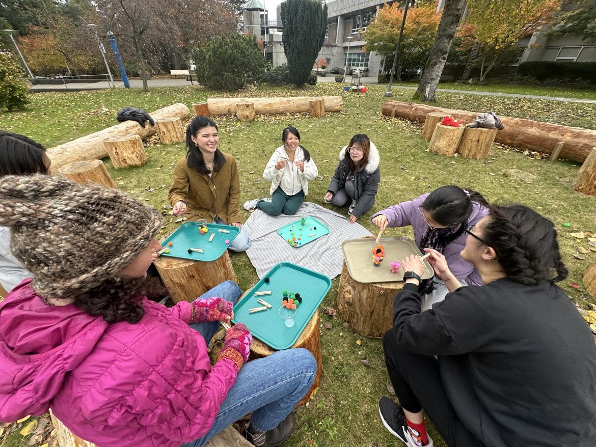 Students learning outdoors.