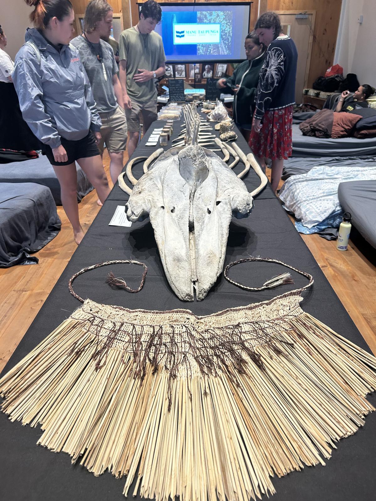 Māori items displayed on table.