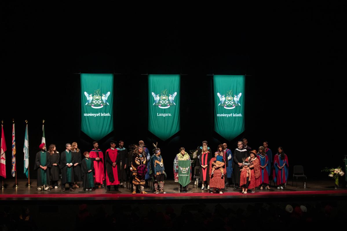 A speech is given at convocation.
