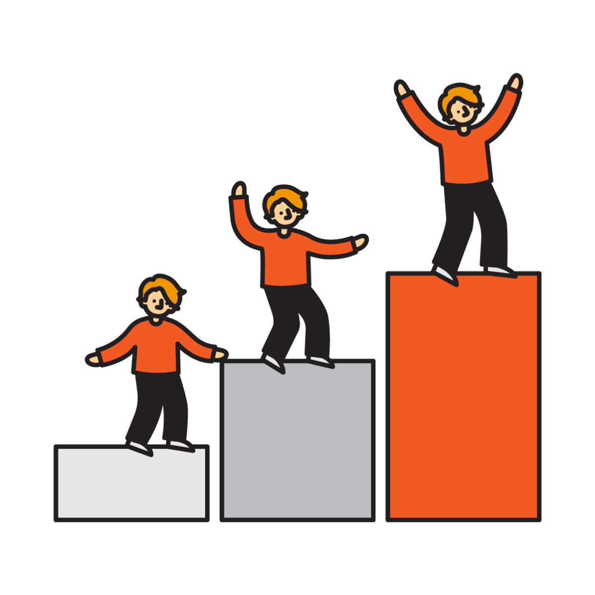 Illustration of a student showing career progress.