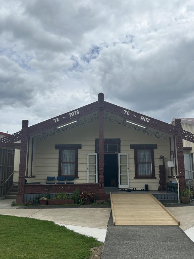 A traditional Māori marae (long house).