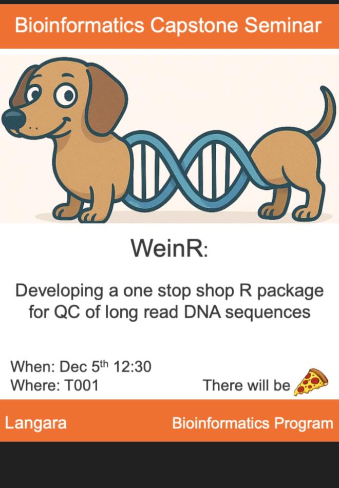 weiner dog with the middle changed to DNA strands