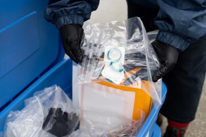 Water and marine life samples collected from False Creek.