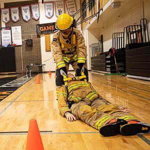 Simulated victim rescue