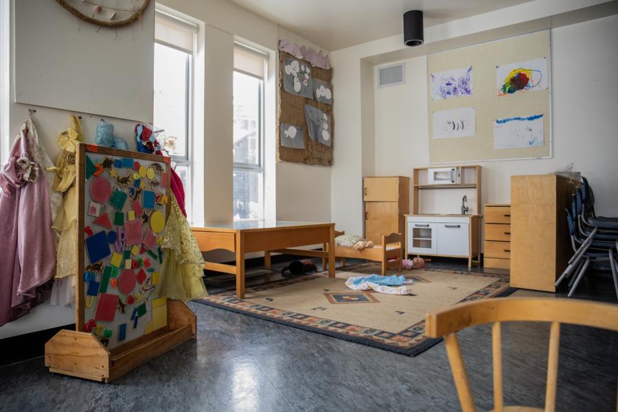 One of the many rooms at Langara's Childcare Center designed to encourage curiosity and exploration.