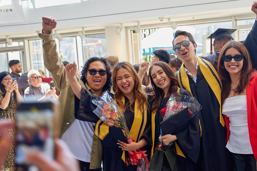 Langara students celebrating at convocation