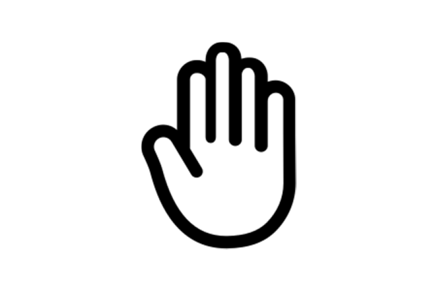 Icon of a hand, indicating "stop".