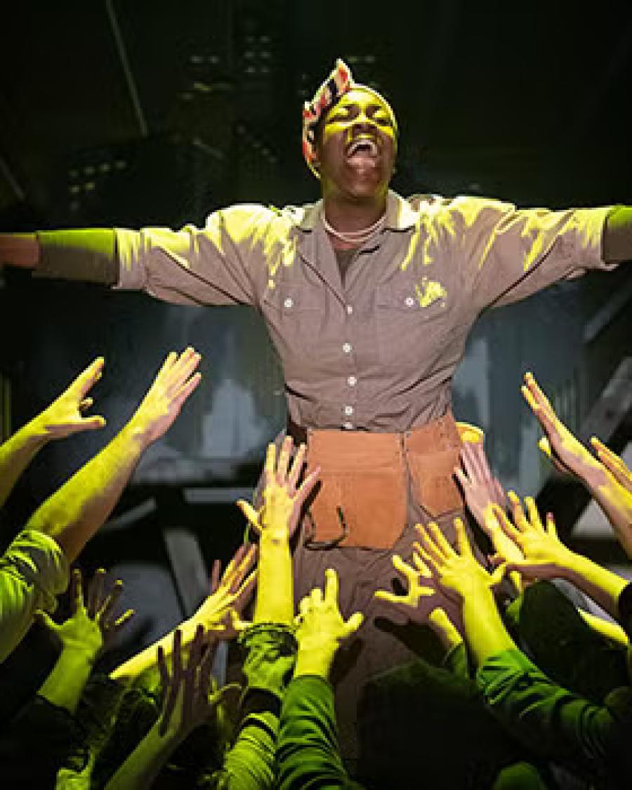 Ivy Charles performs in Urinetown at Langara's Studio 58. Photo by Emily Cooper.