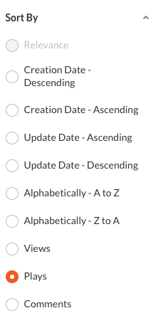 Screenshot of my media page showing sort options